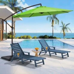 10 Ft. Steel Cantilever Patio Umbrella With Weighted Base In Apple Green