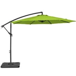 10 Ft. Steel Cantilever Patio Umbrella With Weighted Base In Apple Green -Jearey cantilever umbrellas 10xj dz agreen 77 1000