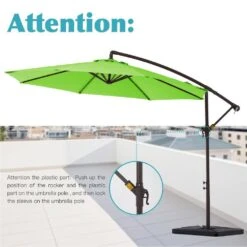 10 Ft. Steel Cantilever Patio Umbrella With Weighted Base In Apple Green -Jearey cantilever umbrellas 10xj dz agreen fa 1000