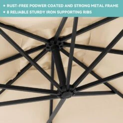 10 Ft. Steel Cantilever Patio Umbrella With Weighted Base In Beige -Jearey cantilever umbrellas 10xj dz beige 77 1000