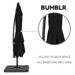 10 Ft. Steel Cantilever Patio Umbrella With Weighted Base In Black 14 10 Ft. Steel Cantilever Patio Umbrella With Weighted Base In Black -Jearey cantilever umbrellas 10xj dz bk 44 1000