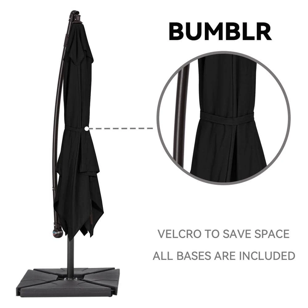 10 Ft. Steel Cantilever Patio Umbrella With Weighted Base In Black 7 10 Ft. Steel Cantilever Patio Umbrella With Weighted Base In Black - Image 7