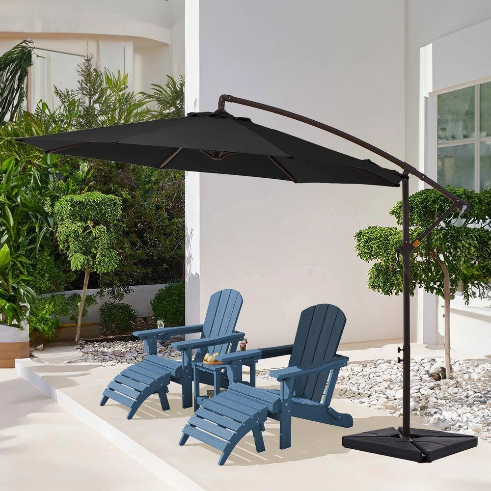 10 Ft. Steel Cantilever Patio Umbrella With Weighted Base In Black 2 10 Ft. Steel Cantilever Patio Umbrella With Weighted Base In Black - Image 2