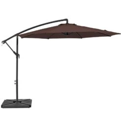 10 Ft. Steel Cantilever Patio Umbrella With Weighted Base In Brown 11 10 Ft. Steel Cantilever Patio Umbrella With Weighted Base In Brown -Jearey cantilever umbrellas 10xj dz brown c3 1000