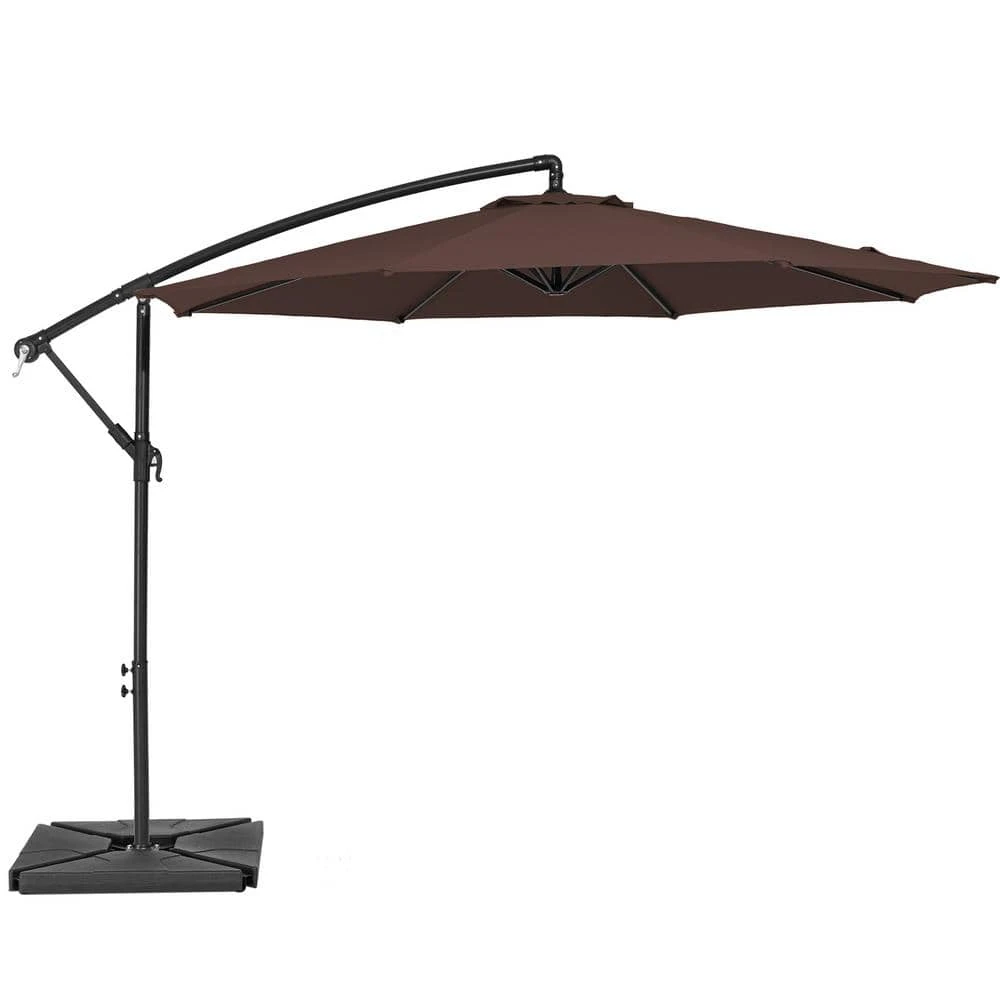 10 Ft. Steel Cantilever Patio Umbrella With Weighted Base In Brown 5 10 Ft. Steel Cantilever Patio Umbrella With Weighted Base In Brown - Image 5