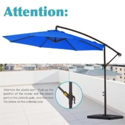 10 Ft. Steel Cantilever Patio Umbrella With Weighted Base In Blue -Jearey cantilever umbrellas 10xj dz bu 44 1000