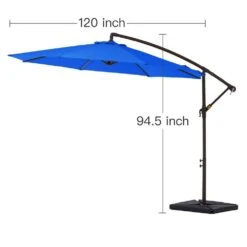 10 Ft. Steel Cantilever Patio Umbrella With Weighted Base In Blue -Jearey cantilever umbrellas 10xj dz bu fa 1000