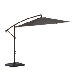 10 Ft. Steel Cantilever Patio Umbrella With Weighted Base In Gray