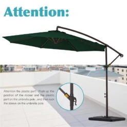10 Ft. Steel Cantilever Patio Umbrella With Weighted Base In Green -Jearey cantilever umbrellas 10xj dz green 4f 1000