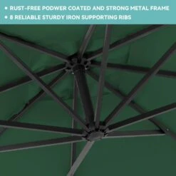 10 Ft. Steel Cantilever Patio Umbrella With Weighted Base In Green -Jearey cantilever umbrellas 10xj dz green 77 1000