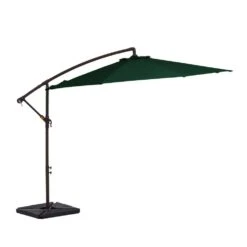 10 Ft. Steel Cantilever Patio Umbrella With Weighted Base In Green -Jearey cantilever umbrellas 10xj dz green c3 1000