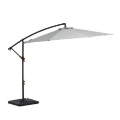 10 Ft. Steel Cantilever Patio Umbrella With Weighted Base In Light Gray -Jearey cantilever umbrellas 10xj dz lgy c3 1000