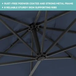 10 Ft. Steel Cantilever Patio Umbrella With Weighted Base In Navy -Jearey cantilever umbrellas 10xj dz navy 77 1000