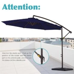 10 Ft. Steel Cantilever Patio Umbrella With Weighted Base In Navy -Jearey cantilever umbrellas 10xj dz navy c3 1000