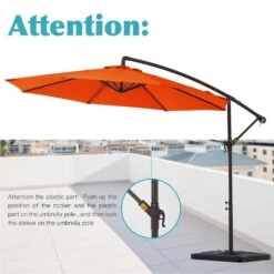 10 Ft. Steel Cantilever Patio Umbrella With Weighted Base In Orange -Jearey cantilever umbrellas 10xj dz orange 4f 1000