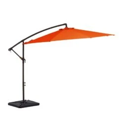 10 Ft. Steel Cantilever Patio Umbrella With Weighted Base In Orange -Jearey cantilever umbrellas 10xj dz orange c3 1000