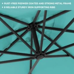 10 Ft. Steel Cantilever Patio Umbrella With Weighted Base In Peacock Blue -Jearey cantilever umbrellas 10xj dz pb 1f 1000