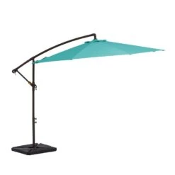 10 Ft. Steel Cantilever Patio Umbrella With Weighted Base In Peacock Blue -Jearey cantilever umbrellas 10xj dz pb a0 1000