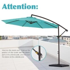 10 Ft. Steel Cantilever Patio Umbrella With Weighted Base In Peacock Blue -Jearey cantilever umbrellas 10xj dz pb c3 1000