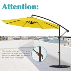 10 Ft. Steel Cantilever Patio Umbrella With Weighted Base In Yellow -Jearey cantilever umbrellas 10xj dz ye 44 1000