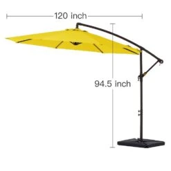 10 Ft. Steel Cantilever Patio Umbrella With Weighted Base In Yellow -Jearey cantilever umbrellas 10xj dz ye fa 1000