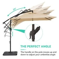 8 Ft. X 8 Ft. Steel Square Cantilever Patio Umbrella With Weighted Base In Beige -Jearey cantilever umbrellas 8x8xj dz be d4 1000