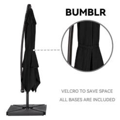 8 Ft. X 8 Ft. Steel Square Cantilever Patio Umbrella With Weighted Base In Black -Jearey cantilever umbrellas 8x8xj dz bk 44 1000