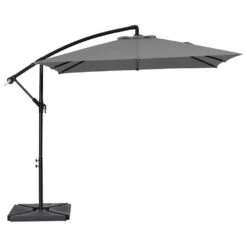 8 Ft. X 8 Ft. Steel Square Cantilever Patio Umbrella With Weighted Base In Gray
