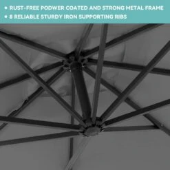 8 Ft. X 8 Ft. Steel Square Cantilever Patio Umbrella With Weighted Base In Gray -Jearey cantilever umbrellas 8x8xj dz gy a0 1000