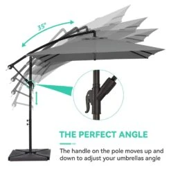 8 Ft. X 8 Ft. Steel Square Cantilever Patio Umbrella With Weighted Base In Gray -Jearey cantilever umbrellas 8x8xj dz gy d4 1000