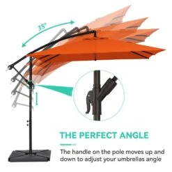 8 Ft. X 8 Ft. Steel Square Cantilever Patio Umbrella With Weighted Base In Orange -Jearey cantilever umbrellas 8x8xj dz oe d4 1000