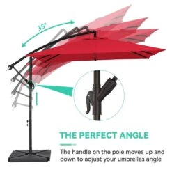 8 Ft. X 8 Ft. Steel Square Cantilever Patio Umbrella With Weighted Base In Red 10 8 Ft. X 8 Ft. Steel Square Cantilever Patio Umbrella With Weighted Base In Red -Jearey cantilever umbrellas 8x8xj dz rd d4 1000