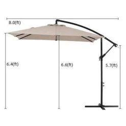 8 Ft. X 8 Ft. 2-Tier Steel Cantilever Outdoor Offset Patio Umbrella With Sandbag And Cross Base In Beige -Jearey cantilever umbrellas 8x8xjs sd be 1d 1000