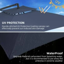 8 Ft. X 8 Ft. 2-Tier Steel Cantilever Outdoor Offset Patio Umbrella With Sandbag And Cross Base In Navy -Jearey cantilever umbrellas 8x8xjs sd ny a0 1000