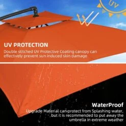 8 Ft. X 8 Ft. 2-Tier Steel Cantilever Outdoor Offset Patio Umbrella With Sandbag And Cross Base In Orange -Jearey cantilever umbrellas 8x8xjs sd oe a0 1000