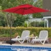 8 Ft. X 8 Ft. 2-Tier Steel Cantilever Outdoor Offset Patio Umbrella With Sandbag And Cross Base In Red