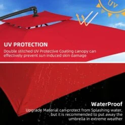 8 Ft. X 8 Ft. 2-Tier Steel Cantilever Outdoor Offset Patio Umbrella With Sandbag And Cross Base In Red -Jearey cantilever umbrellas 8x8xjs sd rd a0 1000