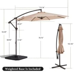 10ft Cantilever Offset Patio Umbrella With Weighted Base In Beige 13 10ft Cantilever Offset Patio Umbrella With Weighted Base In Beige -Jearey cantilever umbrellas alex10 beige 44 1000
