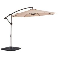 10ft Cantilever Offset Patio Umbrella With Weighted Base In Beige 9 10ft Cantilever Offset Patio Umbrella With Weighted Base In Beige -Jearey cantilever umbrellas alex10 beige e1 1000