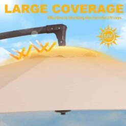 10ft Cantilever Offset Patio Umbrella With Weighted Base In Beige 14 10ft Cantilever Offset Patio Umbrella With Weighted Base In Beige -Jearey cantilever umbrellas alex10 beige fa 1000