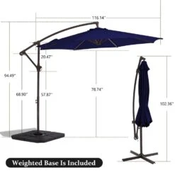 10ft Cantilever Offset Patio Umbrella With Weighted Base In Navy -Jearey cantilever umbrellas alex10 navy 44 1000