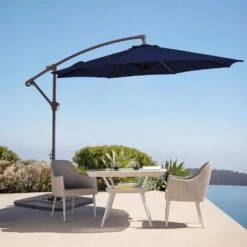 10ft Cantilever Offset Patio Umbrella With Weighted Base In Navy