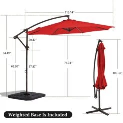 10ft Cantilever Offset Patio Umbrella With Weighted Base In Pumkin -Jearey cantilever umbrellas alex10 orange 44 1000
