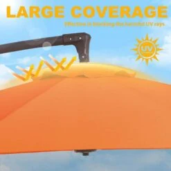 10ft Cantilever Offset Patio Umbrella With Weighted Base In Pumkin -Jearey cantilever umbrellas alex10 orange fa 1000
