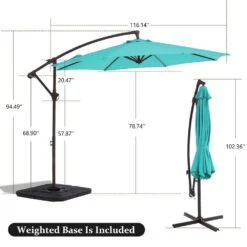 10ft Cantilever Offset Patio Umbrella With Weighted Base In Peacock Blue -Jearey cantilever umbrellas alex10 pb 44 1000