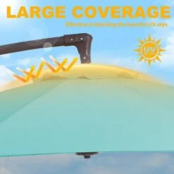 10ft Cantilever Offset Patio Umbrella With Weighted Base In Peacock Blue -Jearey cantilever umbrellas alex10 pb fa 1000