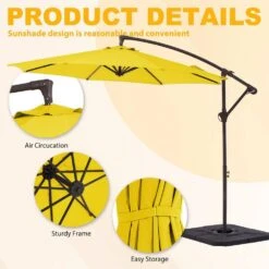 10ft Cantilever Offset Patio Umbrella With Weighted Base In Yellow -Jearey cantilever umbrellas alex10 yellow 4f 1000
