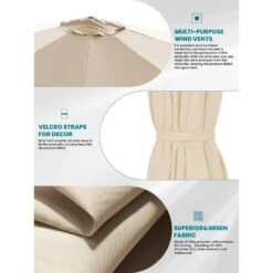 9 Ft. Round 360-Degree Rotation Cantilever Patio Umbrella In Beige -Jearey cantilever umbrellas alex9 beige a0 1000