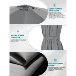 9 Ft. Round 360-Degree Rotation Cantilever Patio Umbrella In Gray -Jearey cantilever umbrellas alex9 gray a0 1000