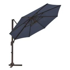 9 Ft. Round 360-Degree Rotation Cantilever Patio Umbrella In Navy